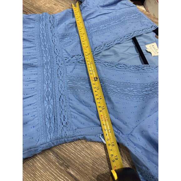 Aspiga Ruby Lace Embroidered Midi Dress Blue S V Neck Organic Cotton Small - Picture 9 of 10